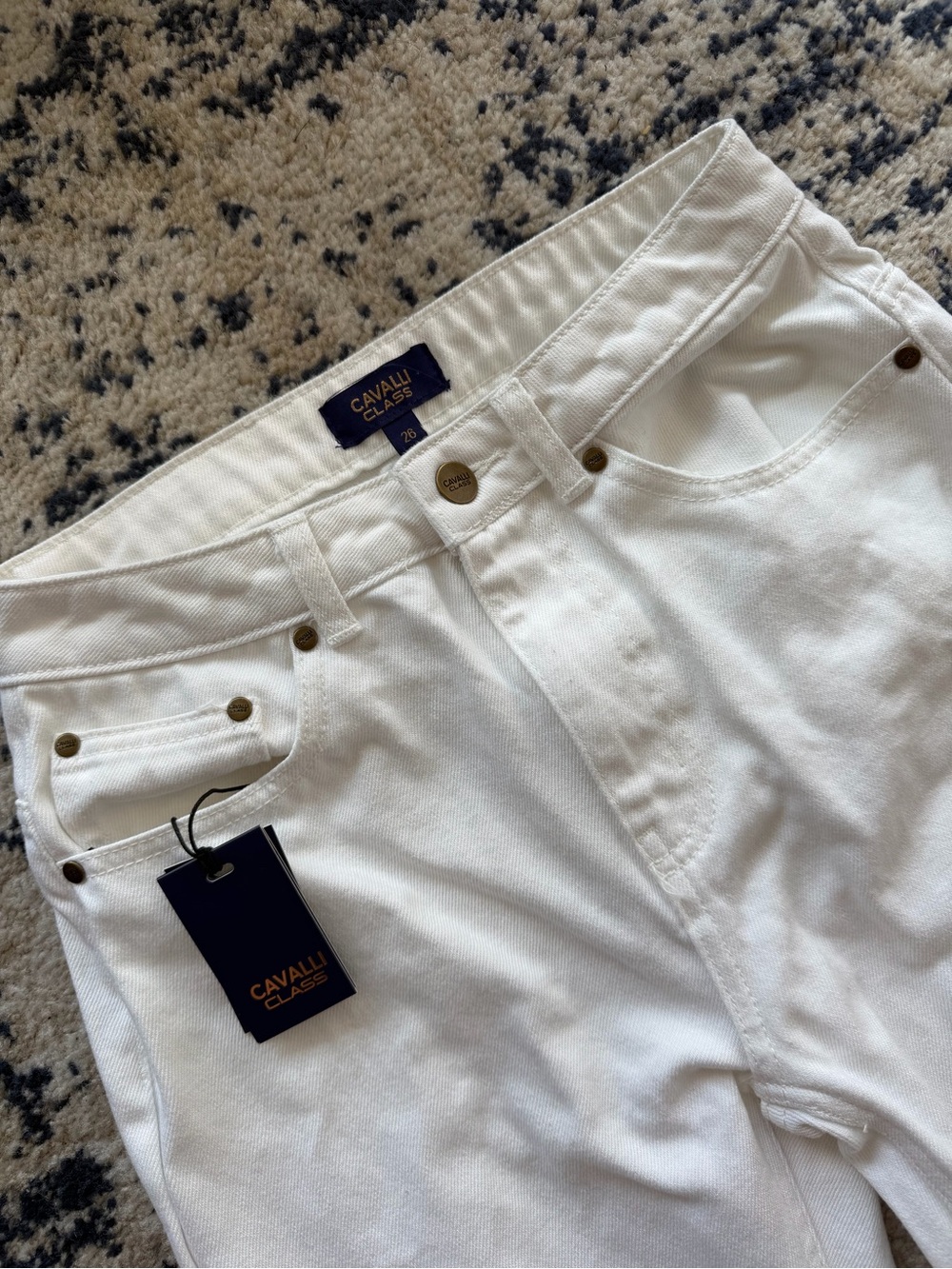 BNWT Cavalli Class Women's White High-Rise Straight Jeans